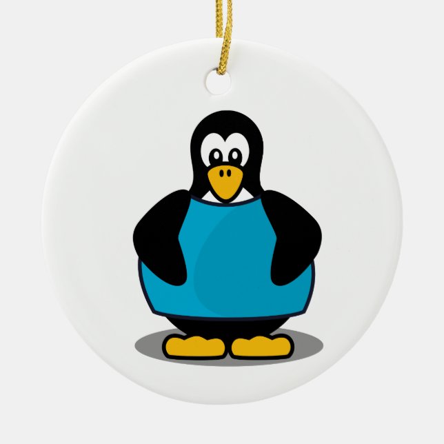 Ornamento De Cerâmica Pinguim com camisa (Frente)