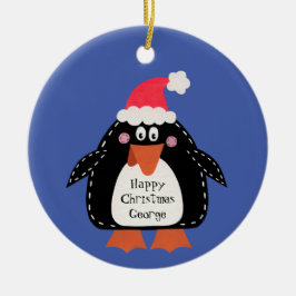 Ornamento De Cerâmica Pinguim Cute Personalizado