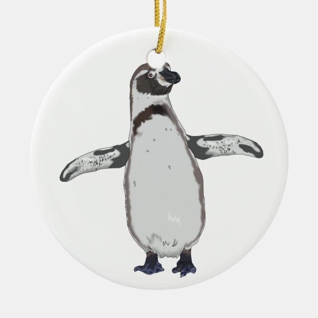 Ornamento De Cerâmica Pinguim de Desenho Animado (Frente)