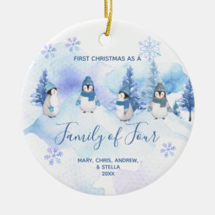 Ornamento De Cerâmica Pinguim de inverno Natal de 1rua como Família de Q