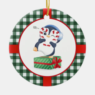 Ornamento De Cerâmica Pinguim de Natal bonito