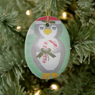 Ornamento De Cerâmica Pinguim de Natal bonito