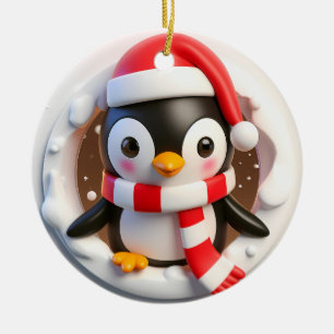 Ornamento De Cerâmica Pinguim de Natal Bursting Out