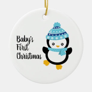 Ornamento De Cerâmica Pinguim de Natal do Bebê