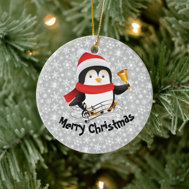 Ornamento De Cerâmica Pinguim de Natal feliz  (Árvore)