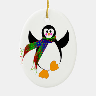 Ornamento De Cerâmica Pinguim feliz
