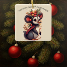 Pinguim Natal Feliz Irregular Batendo Asas 