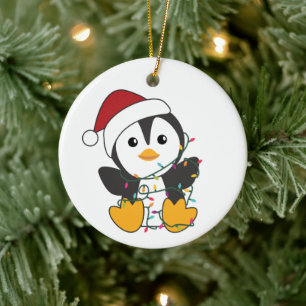 Ornamento De Cerâmica Pinguim Natal Neve Pinguins de Pinguins