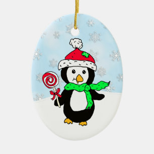 Ornamento De Cerâmica Pinguim personalizado no Natal