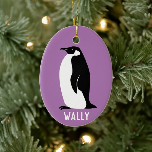 Ornamento De Cerâmica Pinguim PERSONALIZAR TI Roxo (Árvore)