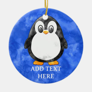 Ornamento De Cerâmica Pinguim Pinguim Pinguim Cachorro Azul