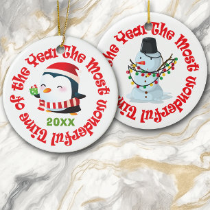 Ornamento De Cerâmica Pinguim Pinguin Snowman, o Mais Maravilhoso