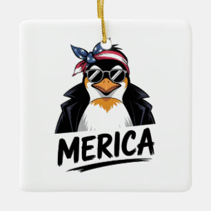 Ornamento De Cerâmica Pinguim resiste aos pinguins protestando contra