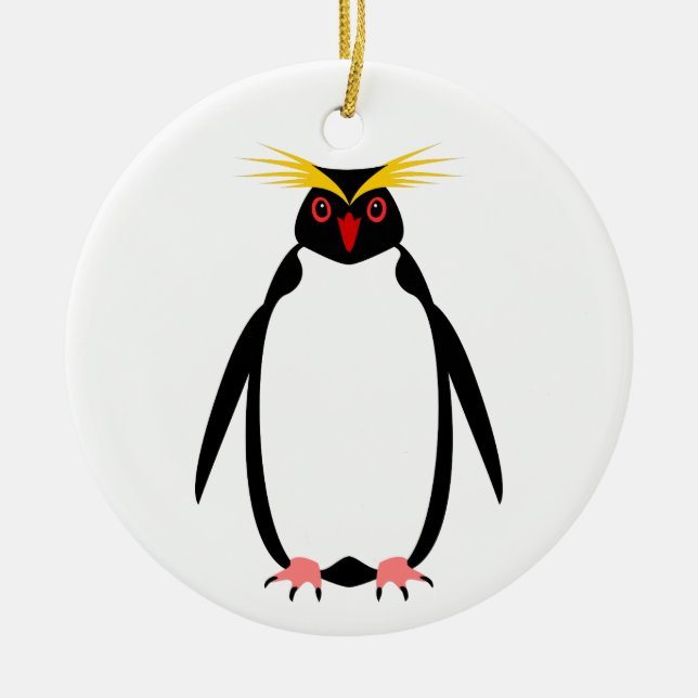 Ornamento De Cerâmica Pinguim rockhopper ou macaroni (Frente)