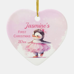 Ornamento De Cerâmica Pinguim-rosa-de-natal de 1rua-de-bebê