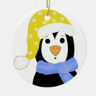 Ornamento De Cerâmica Pinguim Surpreso