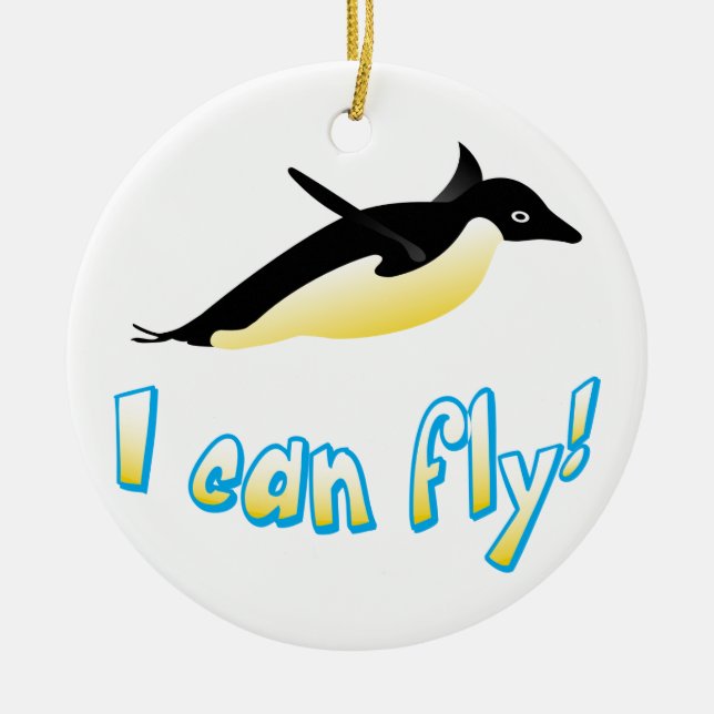 Ornamento De Cerâmica Pinguim voador (Frente)