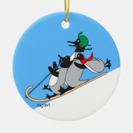 Ornamento De Cerâmica Pinguins Cerâmica