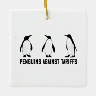 Ornamento De Cerâmica Pinguins Contra Tarifas Anti-Trump Taxesx