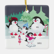 Pinguins Cortes com Nomes para Família de 4