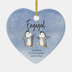 Ornamento De Cerâmica Pinguins Cutis Monogramados Engajados