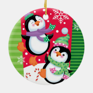 Ornamento De Cerâmica Pinguins dançantes