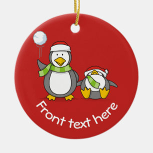 Ornamento De Cerâmica Pinguins de neve de Natal