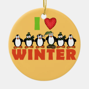 Ornamento De Cerâmica Pinguins I Love Winter Keepsasasaame Ornament