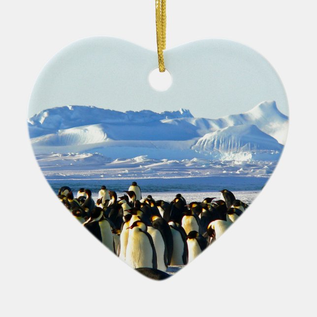 Ornamento De Cerâmica Pinguins imperadores (Frente)