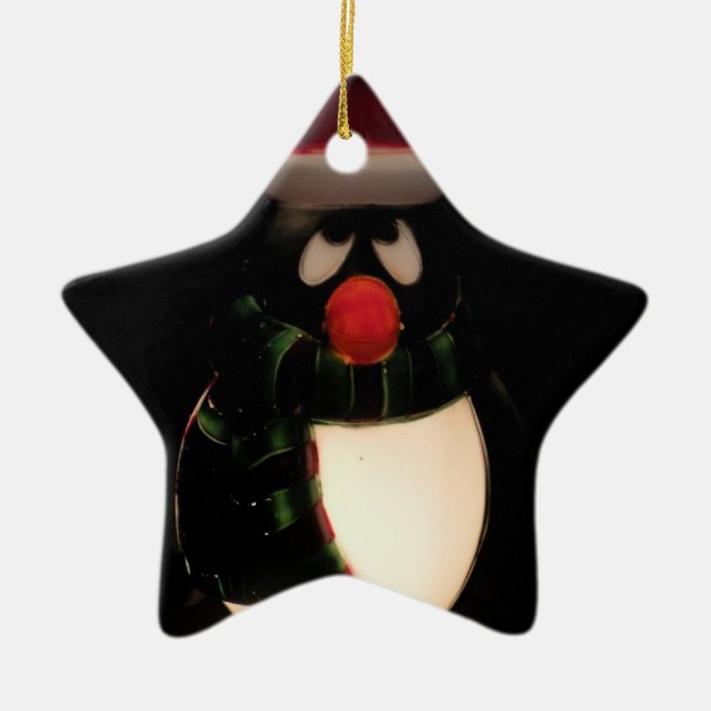Ornamento De Cerâmica Pinguins - Verso Preto (Frente)