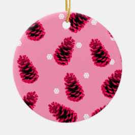 Ornamento De Cerâmica Pinhas de Natal de Cerâmica Rosa Vibrante