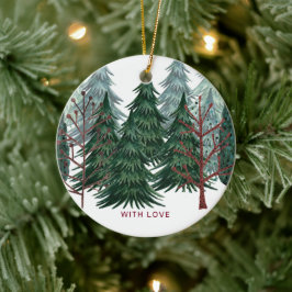 Ornamento De Cerâmica Pinheiros verde floresta Natal Férias natureza