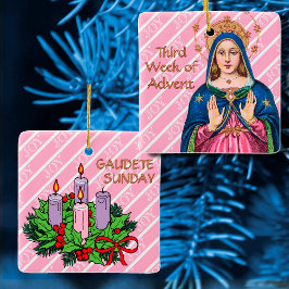 Ornamento De Cerâmica Pink Advent BVM / Gaudete Sunday Square