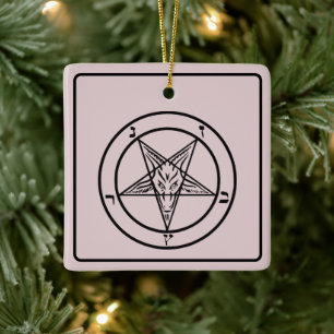 Ornamento De Cerâmica Pink Baphomet Pentagram Satânico