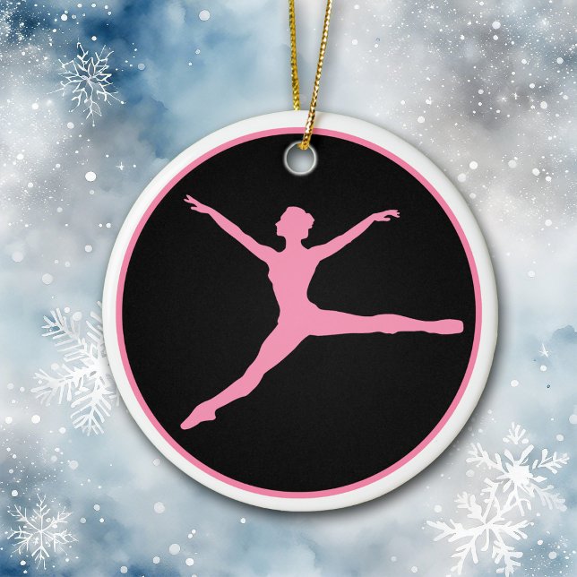 Ornamento De Cerâmica Pink Black Dancer Personalizado Natal (Criador carregado)