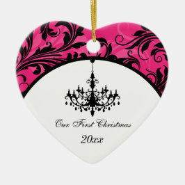Ornamento De Cerâmica Pink Black White Chandelier Scroll 1rua Natal