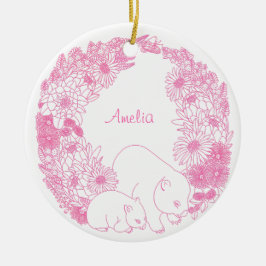 Ornamento De Cerâmica Pink de Natal de Wombat Personalizado