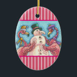 ORNAMENTO DE CERÂMICA PINK FLAMINGO SNOWMAN, NATAL DE NATAL ORNAY<br><div class="desc">FLAMINGOS FAZEM NEVES DE PINCO.  ENFEITES DE NATAL PARA AMANTES DE FLAMINGO. Oval,  Listras Rosa * Personalizar ... .Procure              Itens CorrespondentesSusan Brack Design</div>