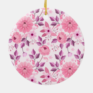 Ornamento De Cerâmica Pink Floral Pattern with Elegant Blossoms