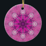 Ornamento De Cerâmica PINK FLORAL rosa violeta branco roxo<br><div class="desc">Design fractal colorido,  elaboração gráfica digital por parte de Búlgaro Lumini. Fácil de personalizar com seu próprio texto.</div>