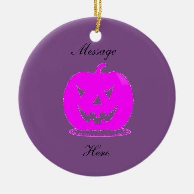 Ornamento De Cerâmica Pink Jack o'lantern Halloween Thunder_Cove (Frente)