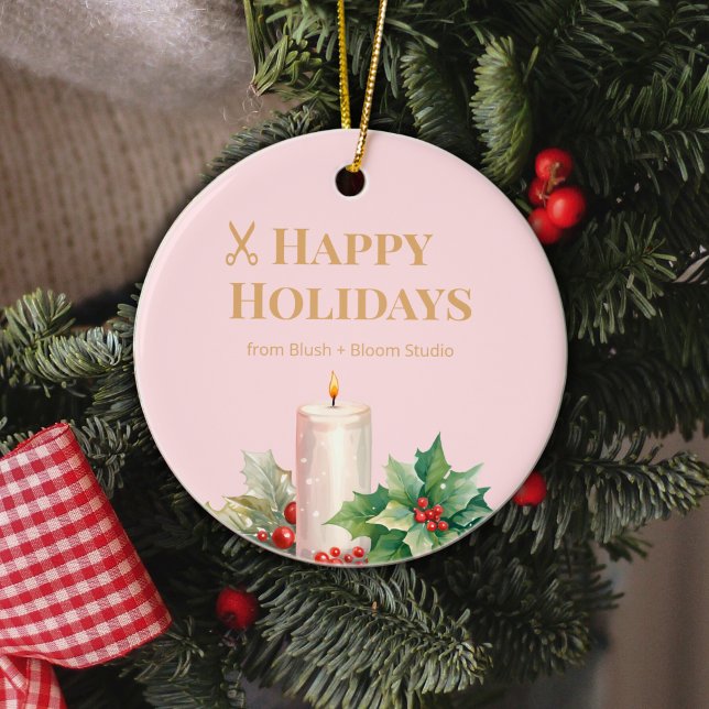 Ornamento De Cerâmica Pink Logo Ornament for Salons (Criador carregado)