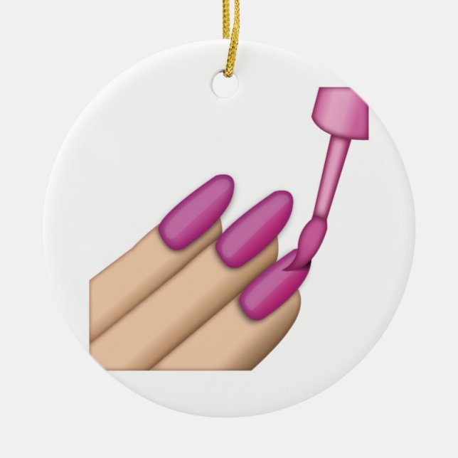 Ornamento De Cerâmica Pink Nail Polonês - Emoji (Frente)