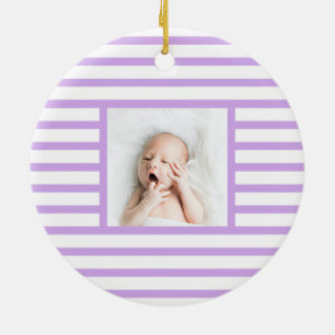 Ornamento De Cerâmica Pink Sleepy Baby Dino Stripe Roxo Moderno