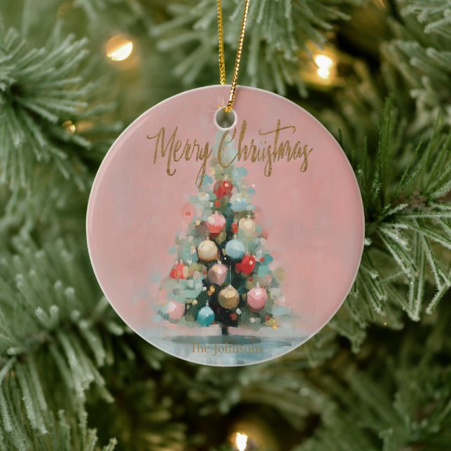 Ornamento De Cerâmica Pink Velvet Christmas Tree Ornament  (Árvore)