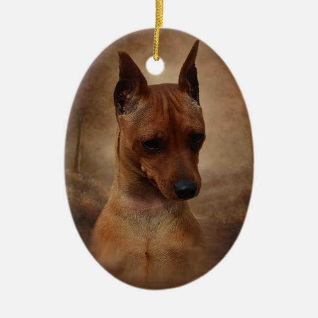 Ornamento De Cerâmica Pinscher diminuto (Frente)