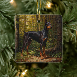Ornamento De Cerâmica Pinscher Dobermann