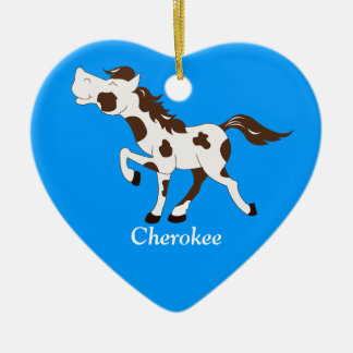 Ornamento De Cerâmica PINT HORSE Brown & White Custom Ornament