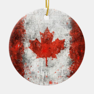 Ornamento De Cerâmica Pinte a bandeira do canadense do Splatter