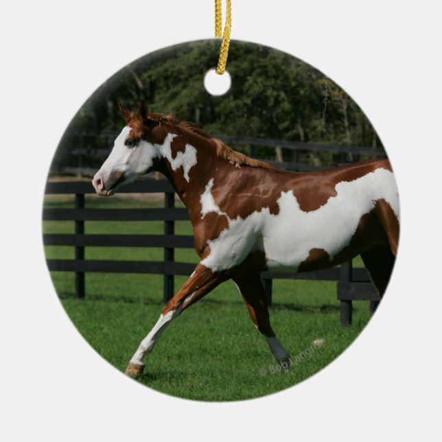 Ornamento De Cerâmica Pinte o cavalo que funciona 1 (Frente)
